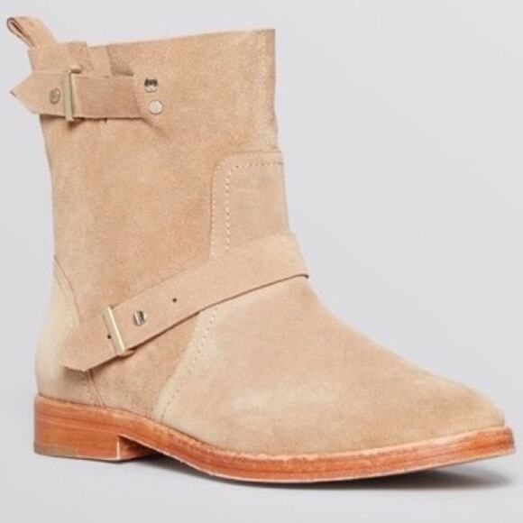 JOIE - Hoxton Tan Suede Moto Buckle Booties
